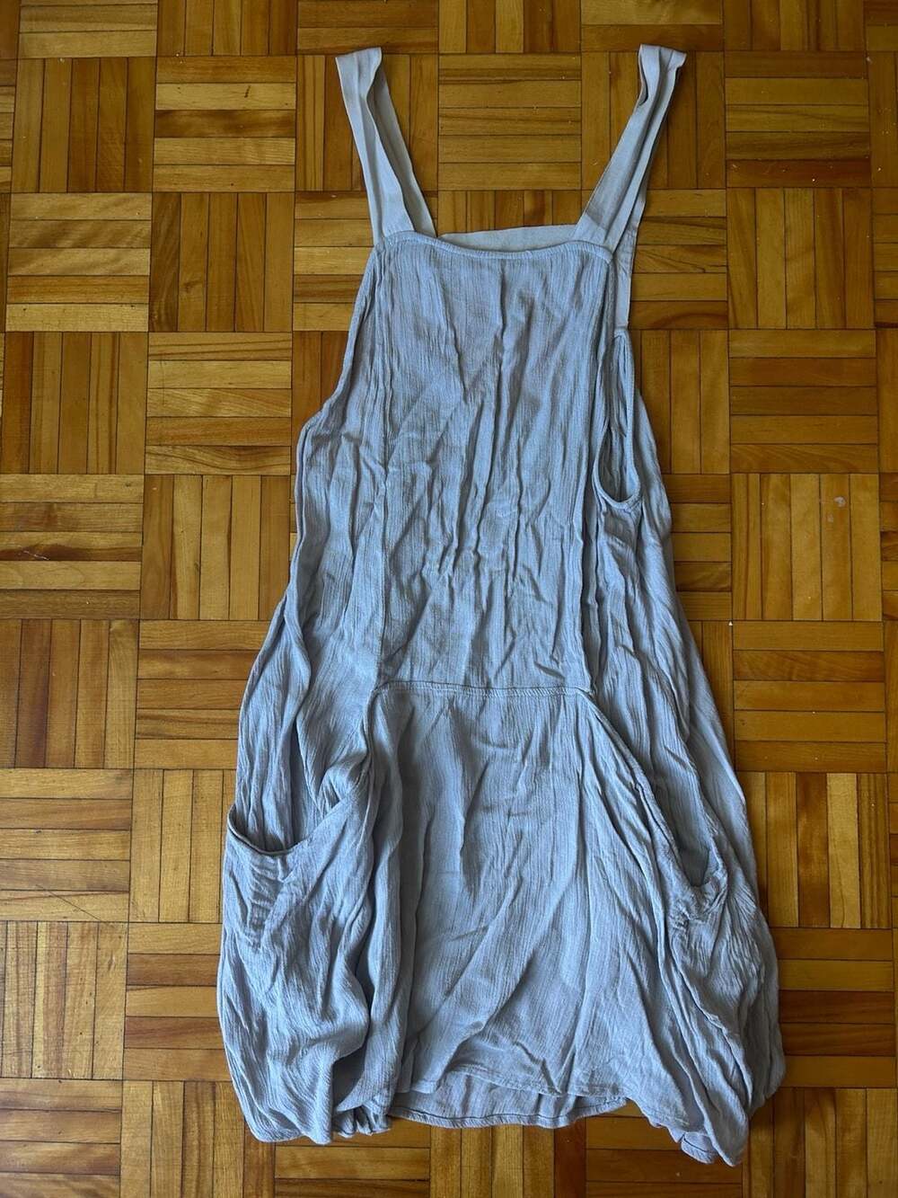 Free People Gauze Crinkle Apron Style Pinafore Mini Dress